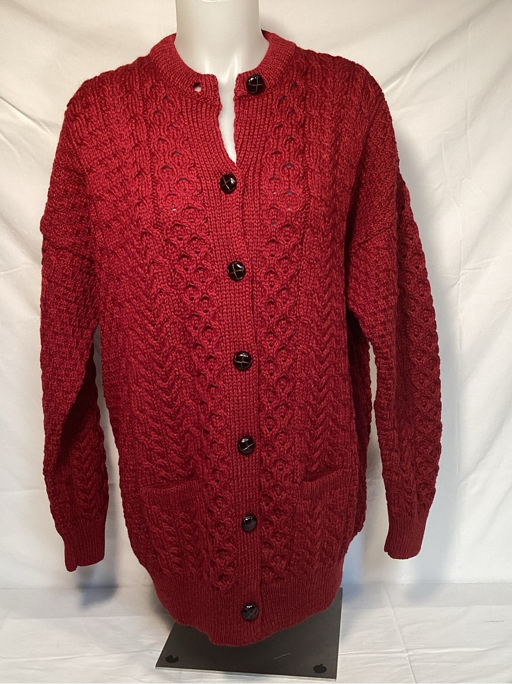 Aran Woollen Mills Ireland Merino Wool Cable-Knit Button Cardigan Women’s Size X